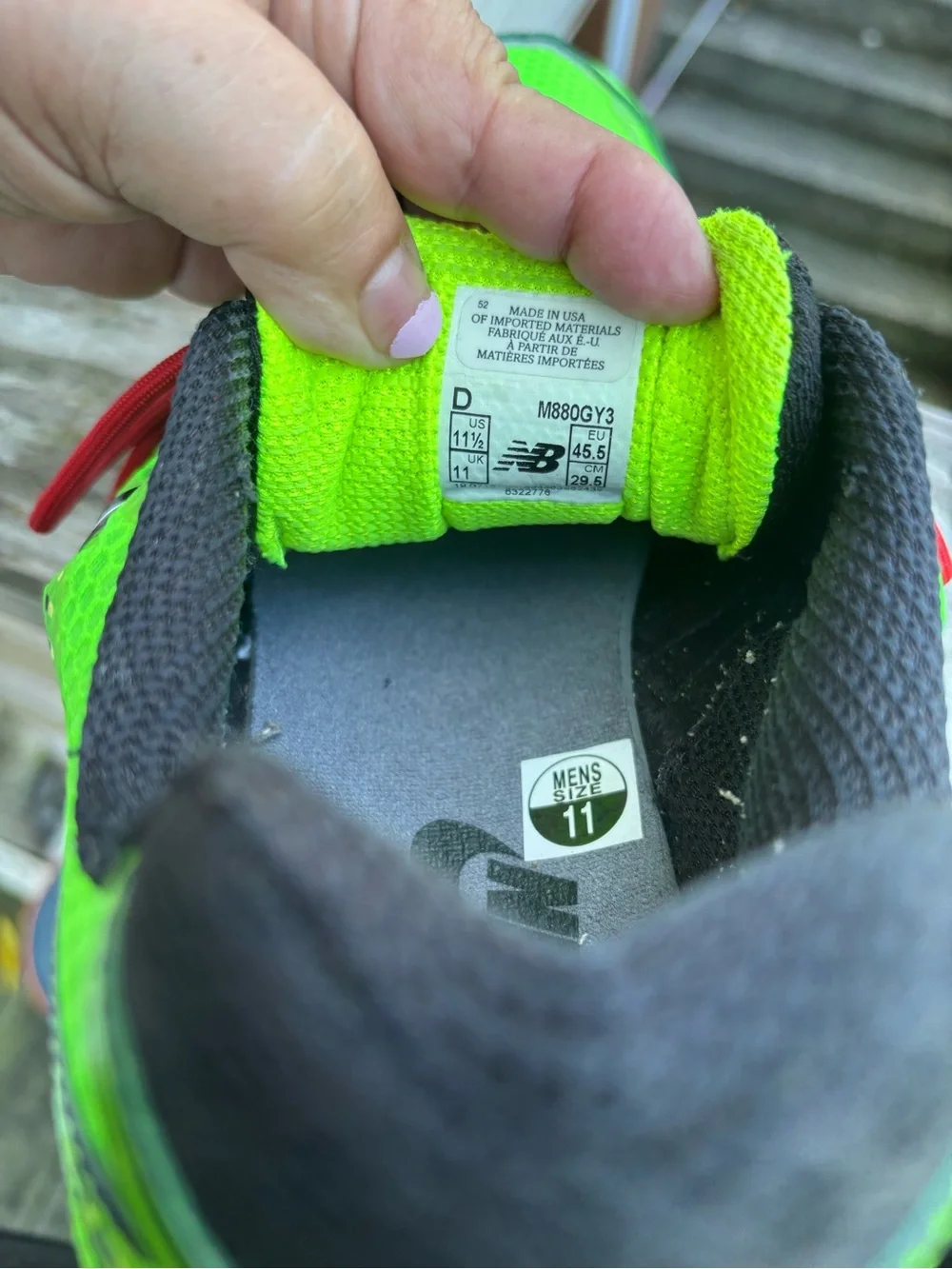 New Balance Neon Green Sneakers with Red Laces
